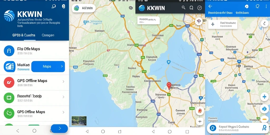 Tampilan antarmuka aplikasi KKWIN dengan fitur GPS Offline Maps.