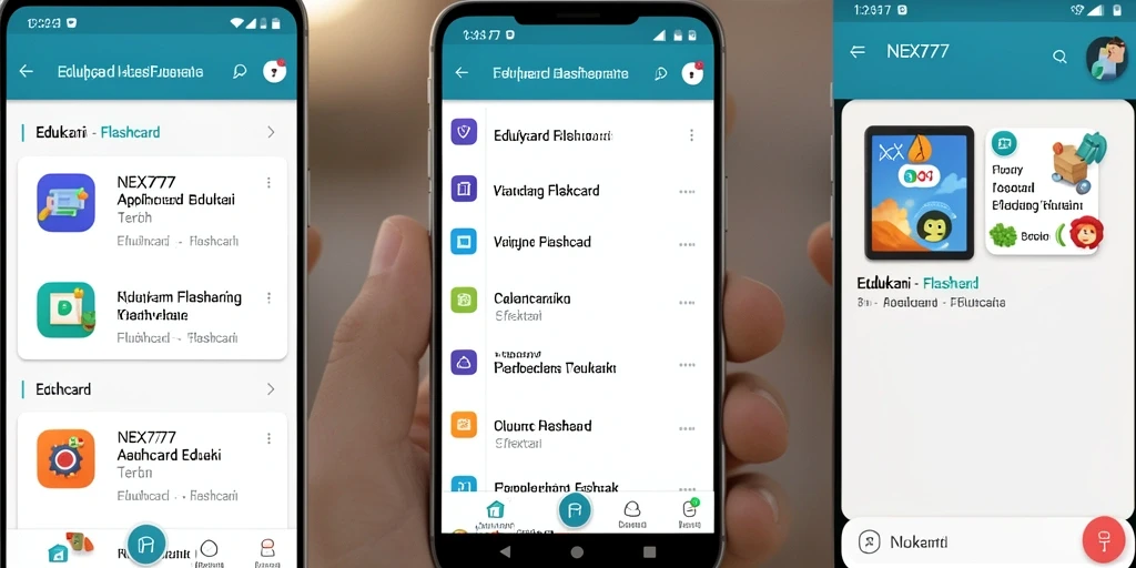 Antarmuka NEX777 menampilkan fungsi Flashcard yang interaktif dan menarik.