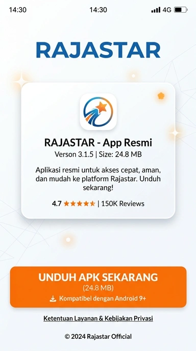 Tampilan halaman APK rajastar