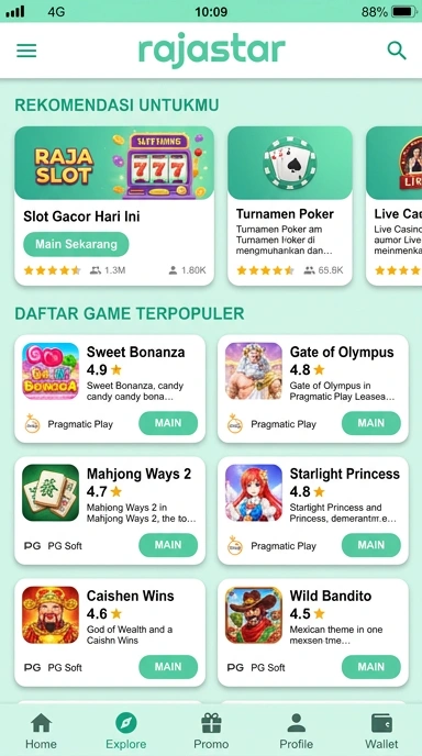 Tampilan katalog aplikasi rajastar