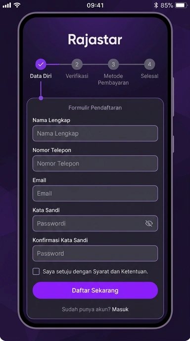 Tampilan halaman daftar rajastar